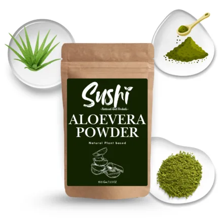 100% Natural Aloe Vera Powder by Sushi Industries ; Herbal Moisturizer for Glowing Skin & Silky Hair