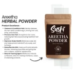 100% Natural Areetha Powder by Sushi Industries ; Herbal Shampoo Alternative for Clean Scalp & Strong Hair