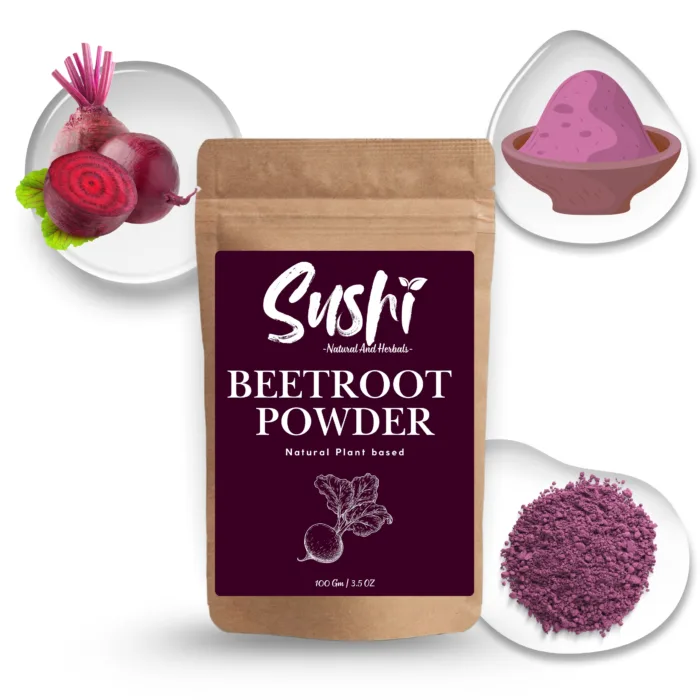 100% Natural Beetroot Powder by Sushi Industries ; Herbal Skin Glow & Lip Care Powder for Beauty & Wellness