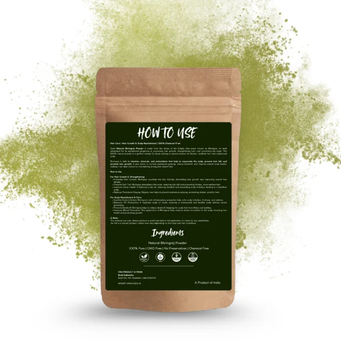 100% Natural Bhringraj Powder by Sushi Industries ; Herbal Remedy for Stronger Hair, Healthy Scalp & Reduced Hair Loss