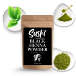 100% Natural Black Henna Powder by Sushi Industries ; Herbal Hair Color for Deep Black Shade ; Chemical-Free & Nourishing Dye