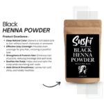 100% Natural Black Henna Powder by Sushi Industries ; Herbal Hair Color for Deep Black Shade ; Chemical-Free & Nourishing Dye