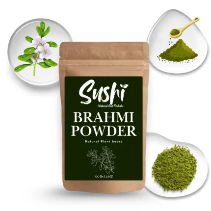 100% Natural Brahmi Powder by Sushi Industries ; Herbal Memory Booster & Hair Strengthener for Mind & Body Wellness