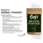100% Natural Brahmi Powder by Sushi Industries ; Herbal Memory Booster & Hair Strengthener for Mind & Body Wellness