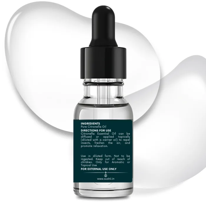 100% Pure Citronella Essential Oil by Sushi Industries ; Plant-Based Mosquito Repellent & Freshening Oil for Home and Skin