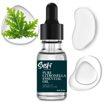 100% Pure Citronella Essential Oil by Sushi Industries ; Plant-Based Mosquito Repellent & Freshening Oil for Home and Skin