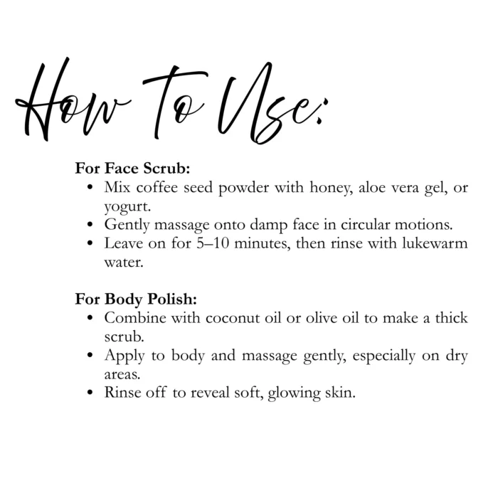 100% Natural Coffee Seed Powder by Sushi Industries ; Herbal Scrub Ingredient for Glowing Skin & Firm Texture