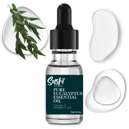 100% Pure Eucalyptus (Nilgiri) Essential Oil by Sushi Industries ; Steam-Distilled Herbal Oil for Respiratory Support & Muscle Relief