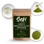 100% Natural Green French Clay Powder by Sushi Industries ; Detoxifying Face Mask for Acne-Prone & Oily Skin ; Mineral-Rich Skincare