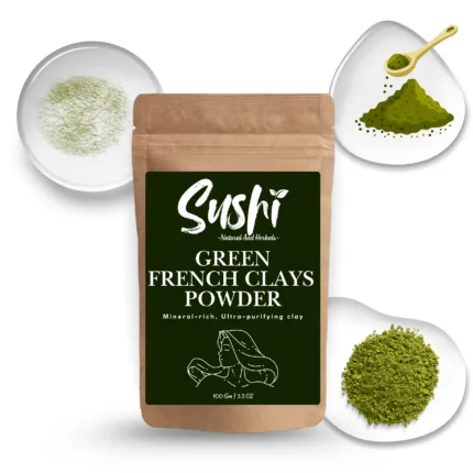 100% Natural Green French Clay Powder by Sushi Industries ; Detoxifying Face Mask for Acne-Prone & Oily Skin ; Mineral-Rich Skincare