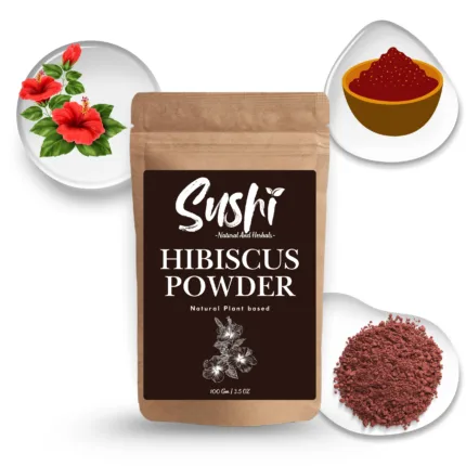100% Natural Hibiscus Powder by Sushi Industries ; Herbal Flower Powder for Hair Growth, Shine & Skin Brightening