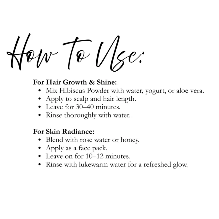 100% Natural Hibiscus Powder by Sushi Industries ; Herbal Flower Powder for Hair Growth, Shine & Skin Brightening
