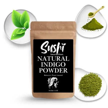 100% Natural Indigo Powder by Sushi Industries ; Ayurvedic Hair Color for Natural Black Hair ; Organic & Safe Herbal Dye