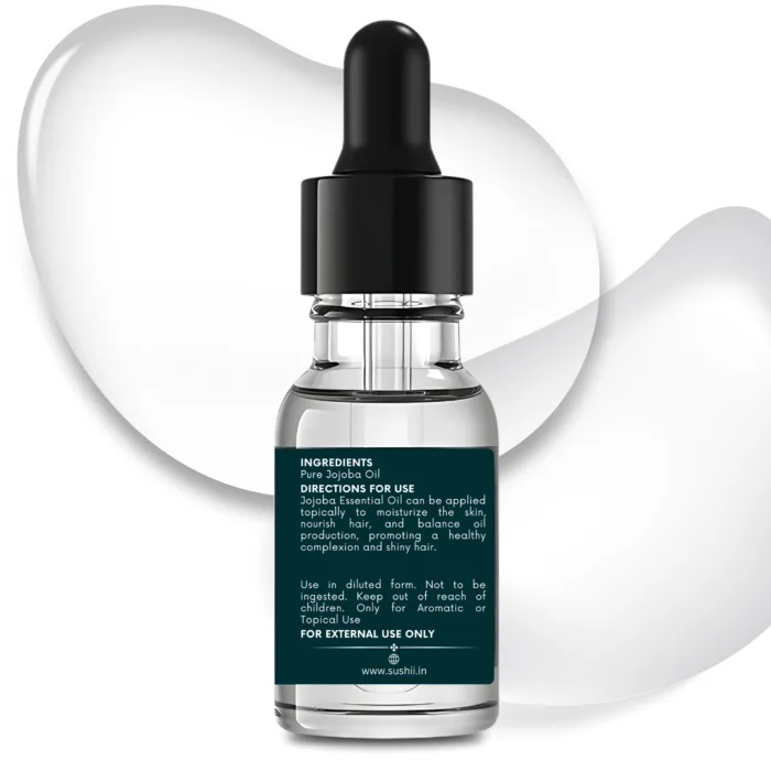 100% Pure Jojoba Essential Oil by Sushi Industries ; Lightweight Carrier Oil for Glowing Skin, Soft Hair & Deep Hydration