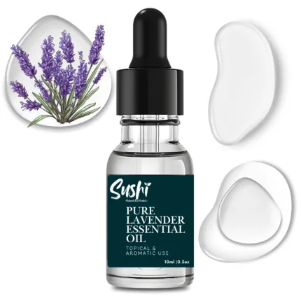 100% Pure Lavender Essential Oil by Sushi Industries ; Soothing Herbal Oil for Stress Relief, Better Sleep & Glowing Skin