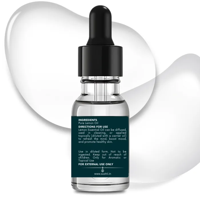 100% Pure Lemon Essential Oil by Sushi Industries ; Refreshing Citrus Scent for Skin Care, Energy Boost & Air Purification