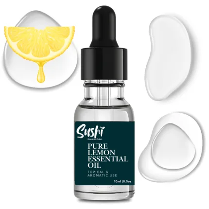 100% Pure Lemon Essential Oil by Sushi Industries ; Refreshing Citrus Scent for Skin Care, Energy Boost & Air Purification