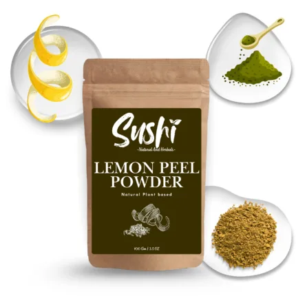 100% Natural Lemon Peel Powder by Sushi Industries ; Herbal De-Tan & Skin Lightening Powder for Glowing Complexion
