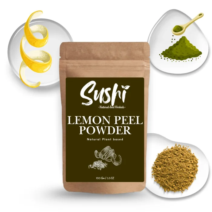 100% Natural Lemon Peel Powder by Sushi Industries ; Herbal De-Tan & Skin Lightening Powder for Glowing Complexion