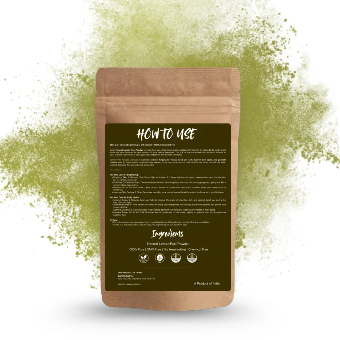 100% Natural Lemon Peel Powder by Sushi Industries ; Herbal De-Tan & Skin Lightening Powder for Glowing Complexion