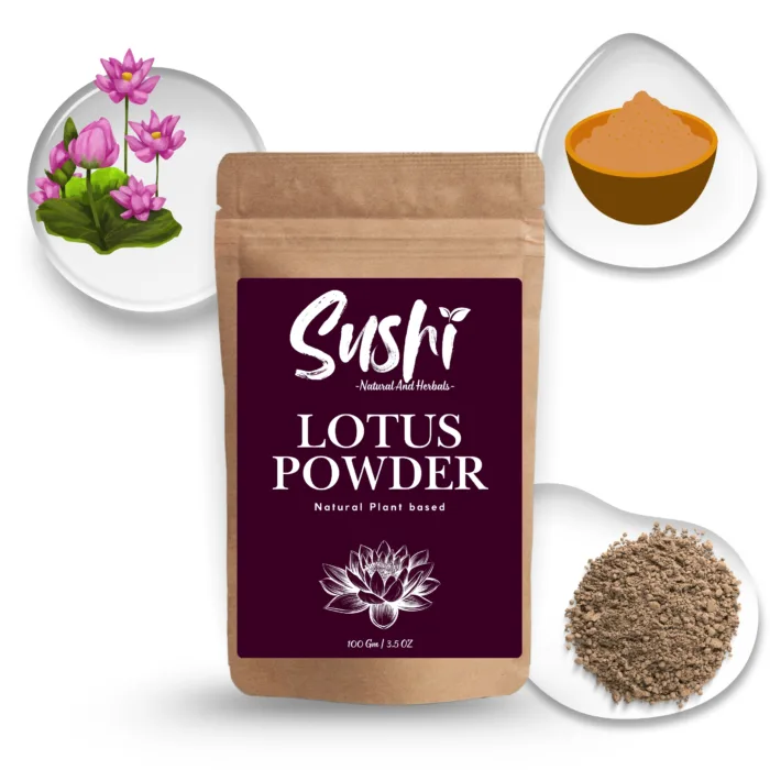 100% Natural Lotus Powder by Sushi Industries ; Herbal Flower Powder for Skin Brightening & Youthful Complexion