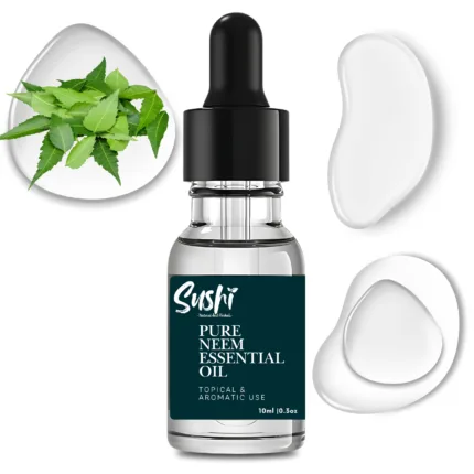 100% Pure Neem Essential Oil by Sushi Industries ; Herbal Antiseptic Oil for Clear Skin, Healthy Scalp & Fungal Protection