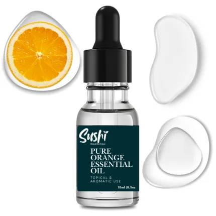 100% Pure Orange Essential Oil by Sushi Industries ; Energizing Citrus Aroma for Glowing Skin, Mood Boost & Aromatherapy