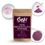 100% Natural Pink French Clay Powder by Sushi Industries ; Soothing & Rejuvenating Clay for Sensitive Skin ; Gentle Facial Cleanser