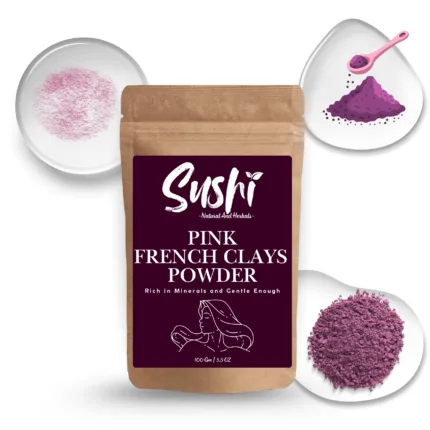 100% Natural Pink French Clay Powder by Sushi Industries ; Soothing & Rejuvenating Clay for Sensitive Skin ; Gentle Facial Cleanser