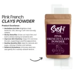 100% Natural Pink French Clay Powder by Sushi Industries ; Soothing & Rejuvenating Clay for Sensitive Skin ; Gentle Facial Cleanser