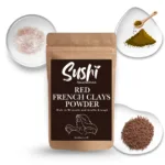 100% Natural Red French Clay Powder by Sushi Industries ; Rejuvenating Clay for Radiant Skin ; Deep Cleansing & Nourishing Face Mask