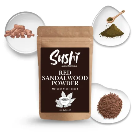 100% Natural Red Sandalwood Powder by Sushi Industries ; Herbal Skincare for Glowing Complexion & Clear Skin