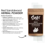 100% Natural Red Sandalwood Powder by Sushi Industries ; Herbal Skincare for Glowing Complexion & Clear Skin