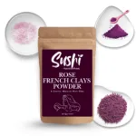 100% Natural Rose French Clay Powder by Sushi Industries ; Soothing & Brightening Clay Mask for Delicate Skin ; Floral Clay Detox