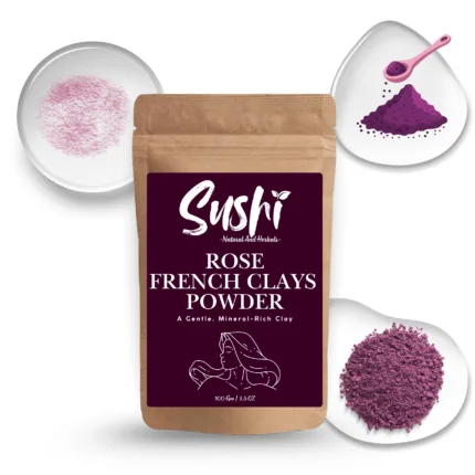 100% Natural Rose French Clay Powder by Sushi Industries ; Soothing & Brightening Clay Mask for Delicate Skin ; Floral Clay Detox