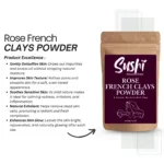 100% Natural Rose French Clay Powder by Sushi Industries ; Soothing & Brightening Clay Mask for Delicate Skin ; Floral Clay Detox