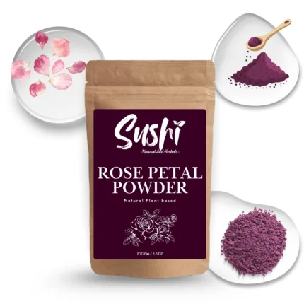 100% Natural Rose Petal Powder by Sushi Industries ; Floral Face Cleanser & Toner ; Ayurvedic Skin Softening & Brightening Powder