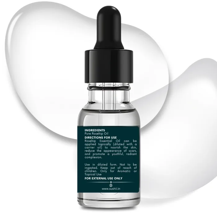 100% Pure Rosehip Essential Oil by Sushi Industries ; Herbal Face Oil for Scars, Wrinkles & Skin Repair