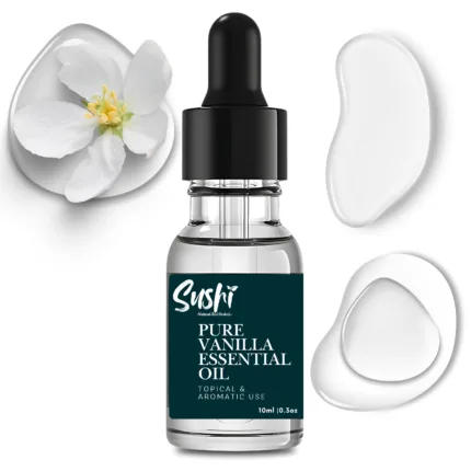 100% Pure Vanilla Essential Oil by Sushi Industries ; Warm, Comforting Aroma for Skincare, Relaxation & Emotional Balance