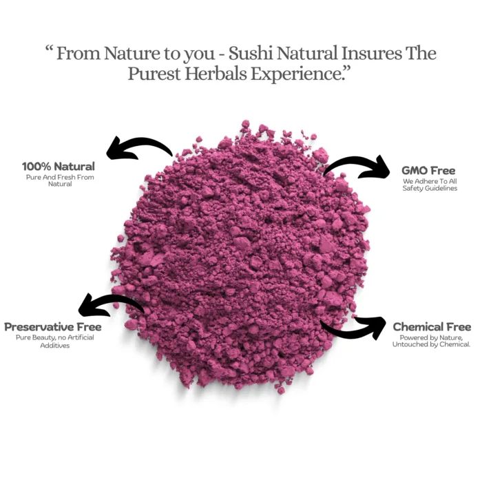 100% Natural Beetroot Powder by Sushi Industries ; Herbal Skin Glow & Lip Care Powder for Beauty & Wellness