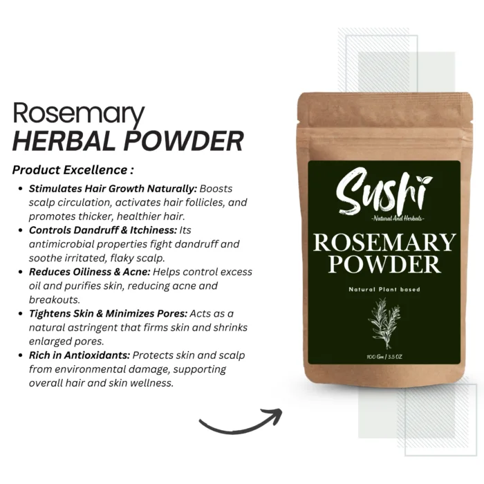Organic rosemary leaf powder for hair care and skin health – natural herbal remedy