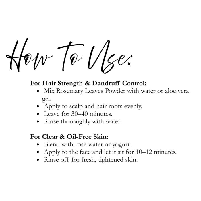 Organic rosemary leaf powder for hair care and skin health – natural herbal remedy
