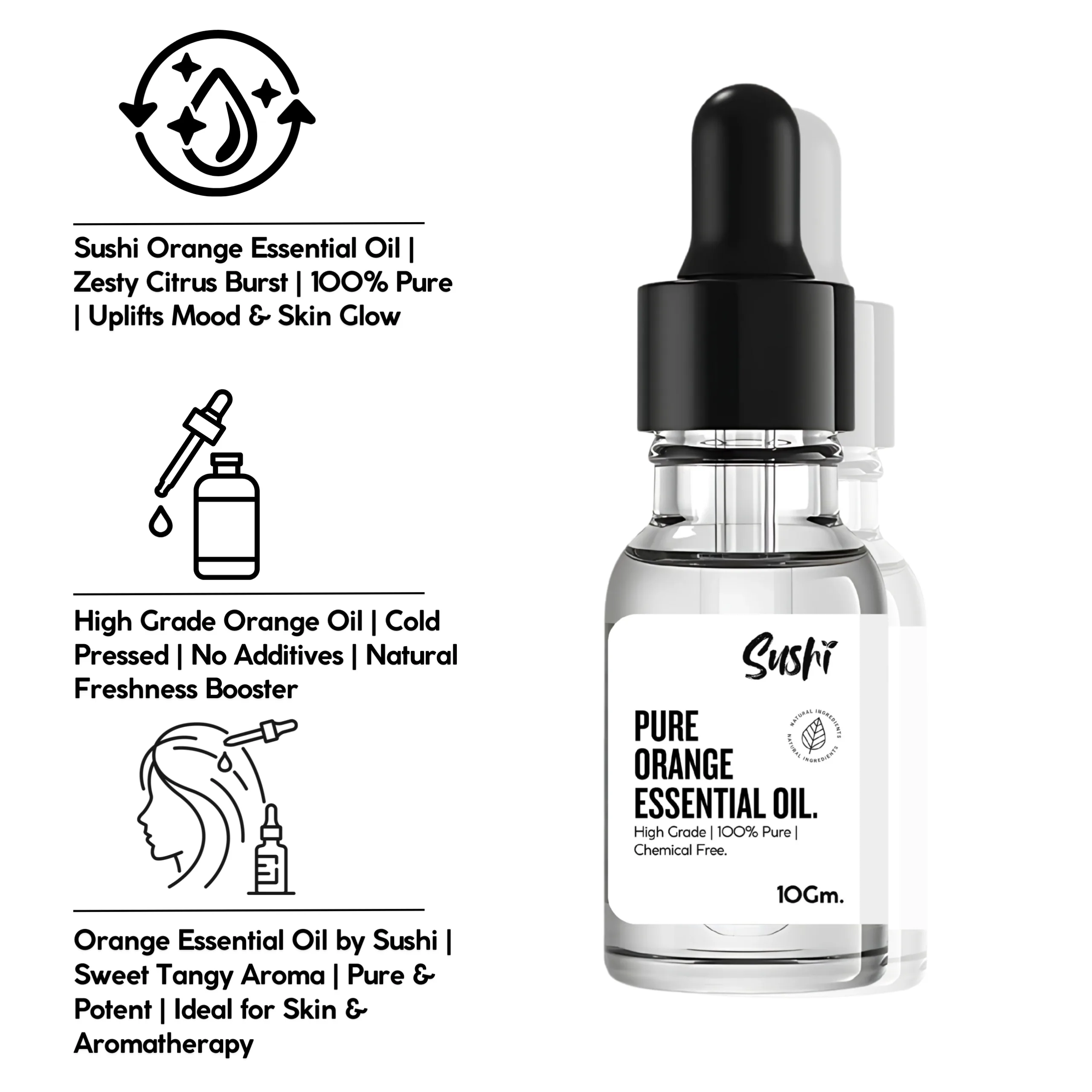 Orange Essential Oil – Natural, Chemical-Free, Aromatic & Skincare Oil for Hair, Skin & Wellness - Gallery Image