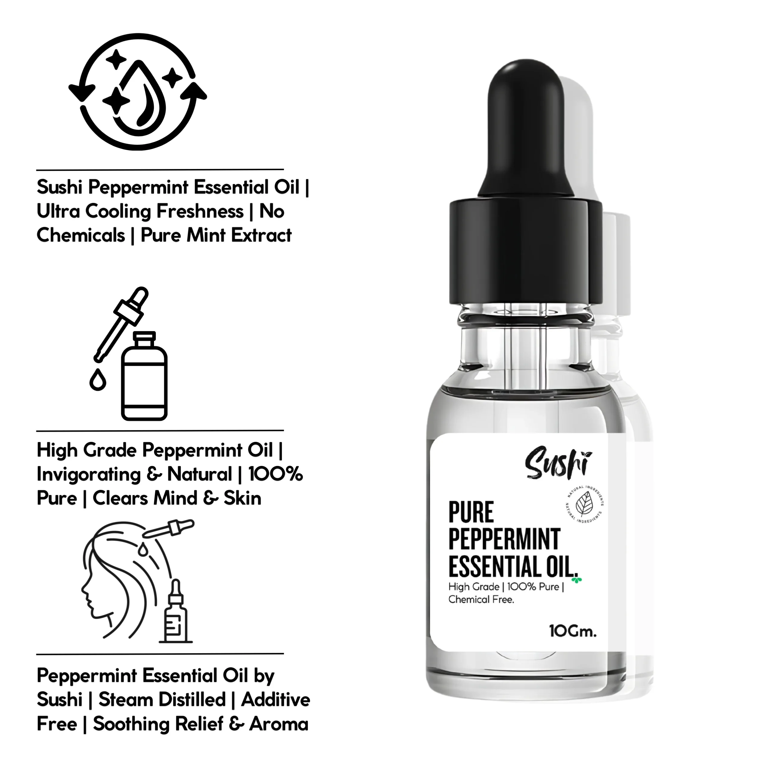 Peppermint Essential Oil – Natural, Chemical-Free, Aromatic & Skincare Oil for Hair, Skin & Wellness - Gallery Image